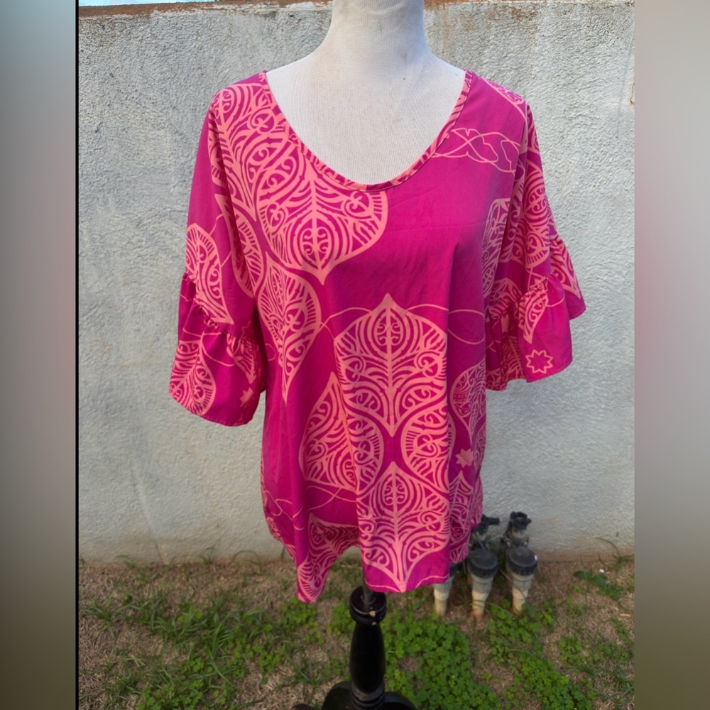 PreOwned Manuhealii Hawaiian Blouse Multicolored Women's XL